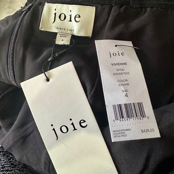 Joie Vivienne Black Strapless Ruched Midi Dress Size 4 Asymmetric Hem 4 - Picture 9 of 9